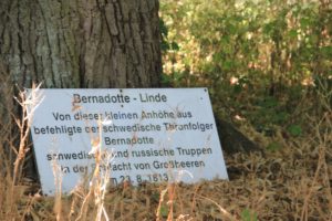 Schild zur Bernadotte Linde Ruhlsdorf